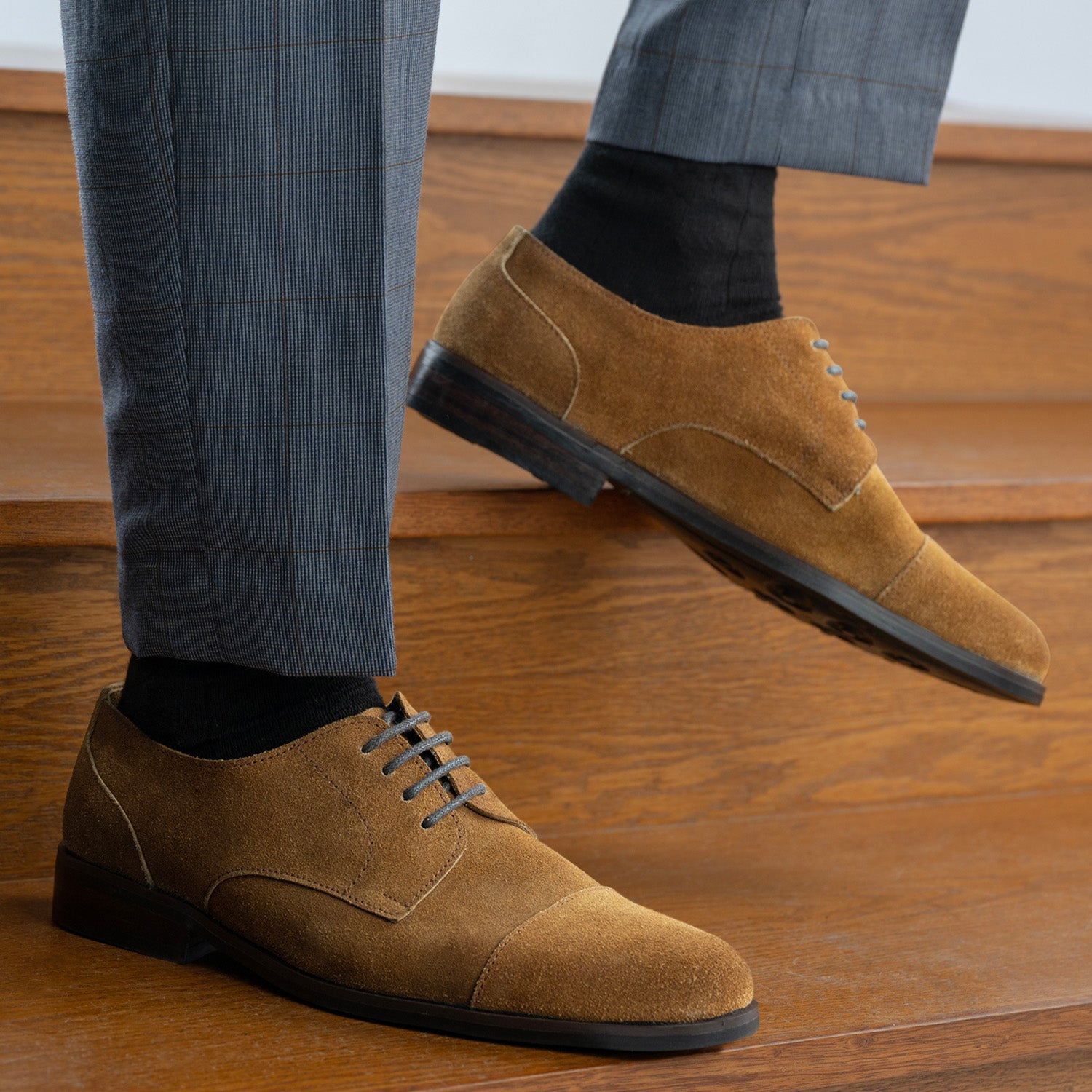 Attorney Derby Brown Suede Leather Shoes StudGuard For Men – The Jacket  Maker