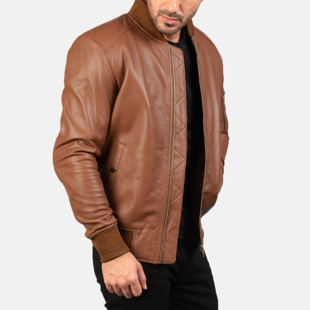 Men's Bomia Ma-1 Brown Leather Bomber Jacket – The Jacket Maker