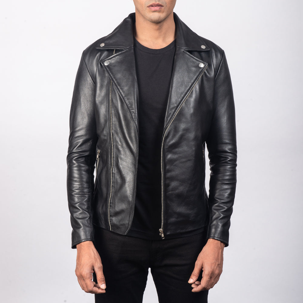 Men's Noah Black Leather Biker Jacket – The Jacket Maker