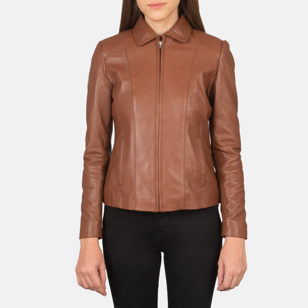 Women's Colette Brown Leather Jacket – The Jacket Maker